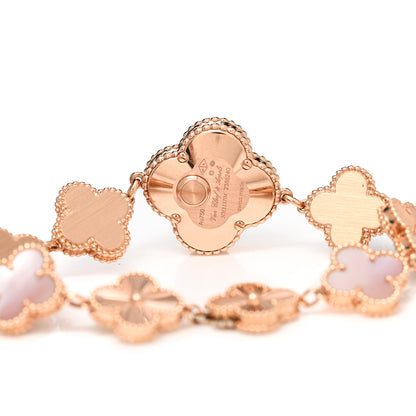Van Cleef & Arpels 18K Rose Gold Pink Mother of Pearl 23mm Alhambra Guilloche Quartz Watch 4 of 5