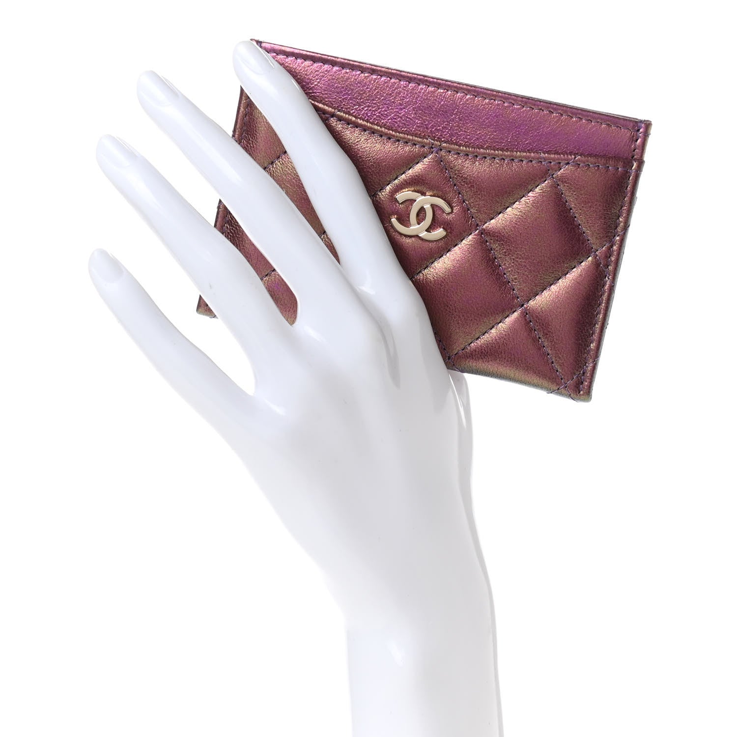Chanel Iridescent Lambskin Quilted Card Holder Purple 2 of 7
