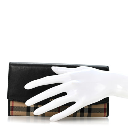 Burberry Calfskin Horseferry Check Porter Continental Wallet Black 2 of 10