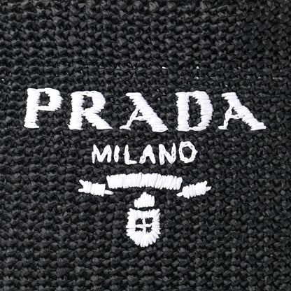 Prada Yarn Raffia Effect Crochet Small Logo Tote Black 8 of 10