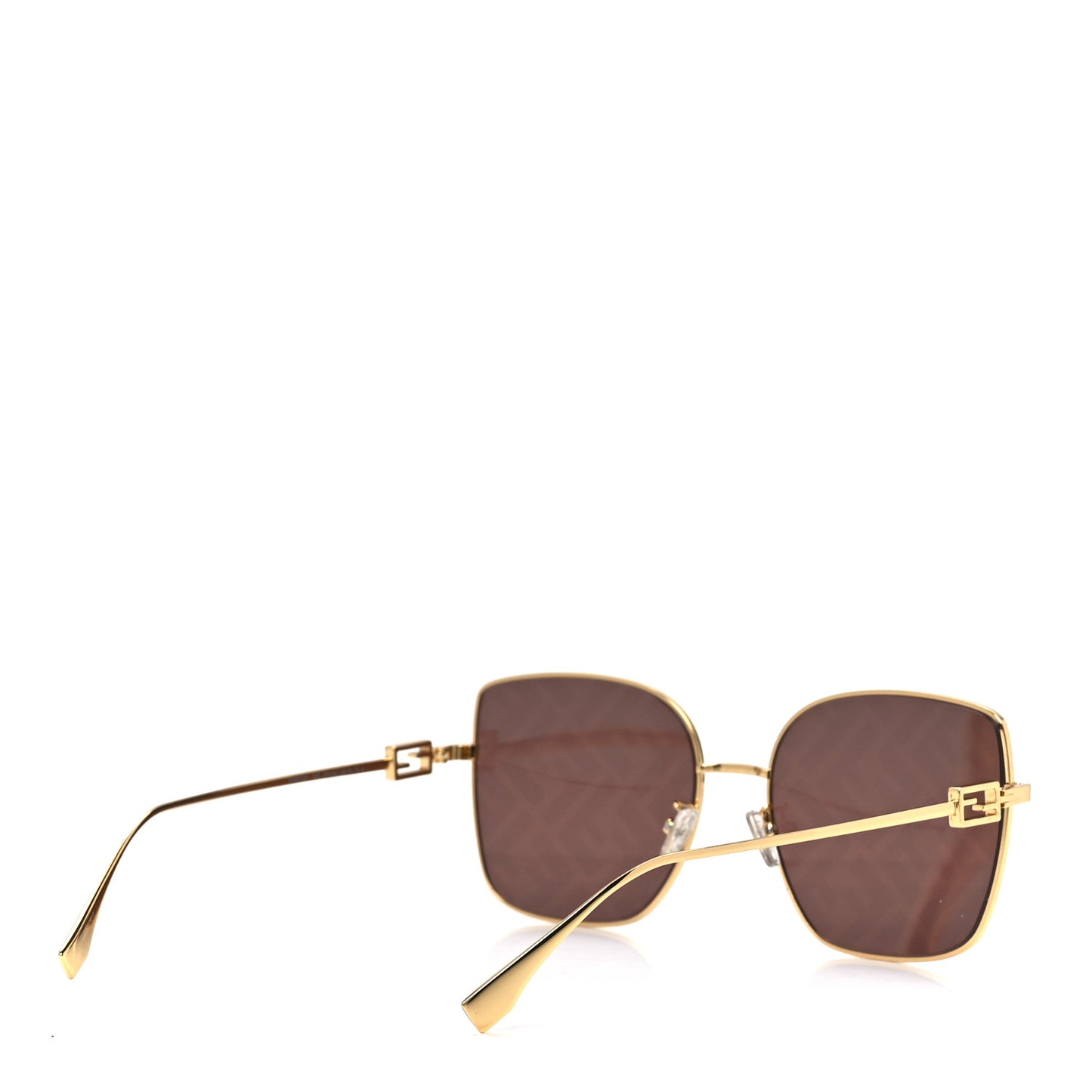 Metal Baguette Square Sunglasses FE40013U Gold Brown