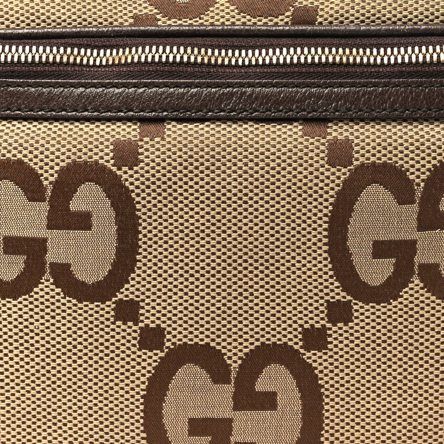 Monogram Jumbo GG Textured Dollar Calfskin Web Belt Bag Camel Ebony New Acero