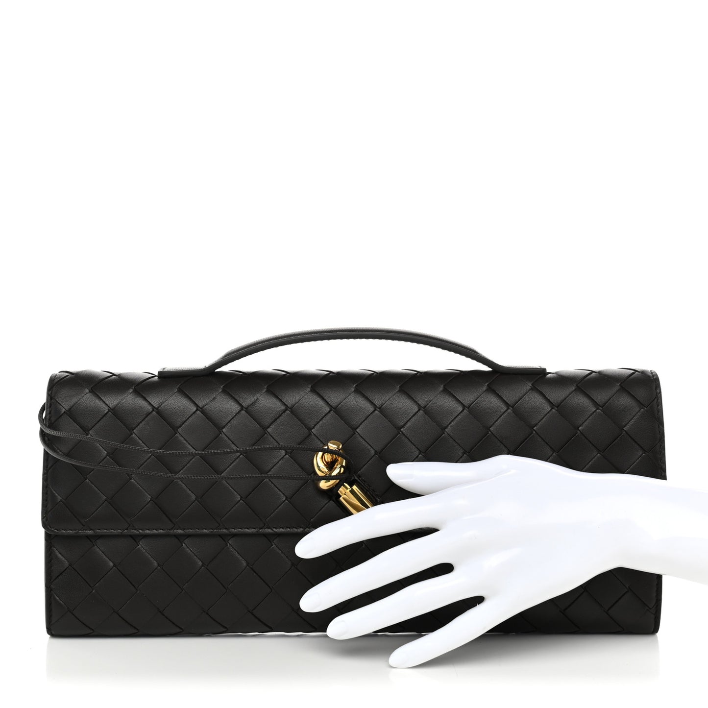 Nappa Intrecciato Long Andiamo Top Handle Clutch Fondant
