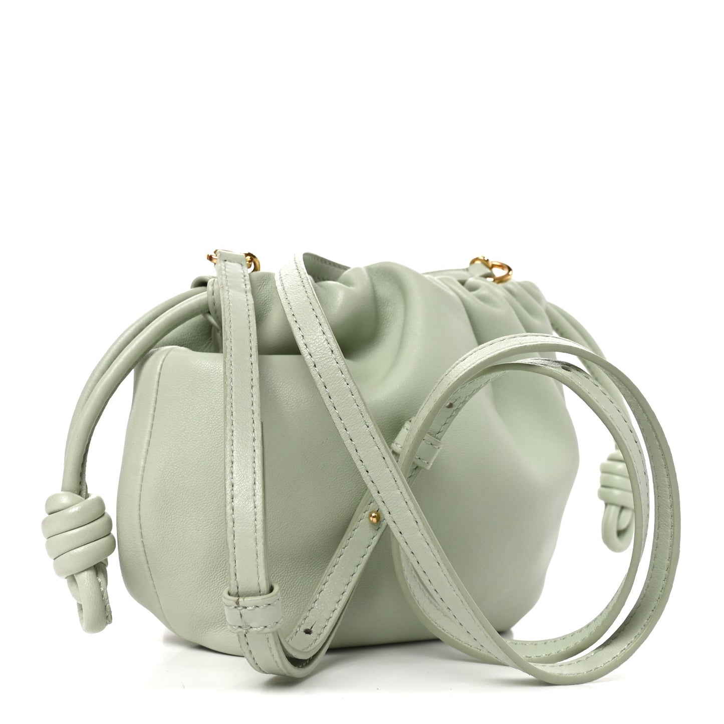Mellow Nappa Donut Chain Mini Flamenco Knot Clutch Spring Jade