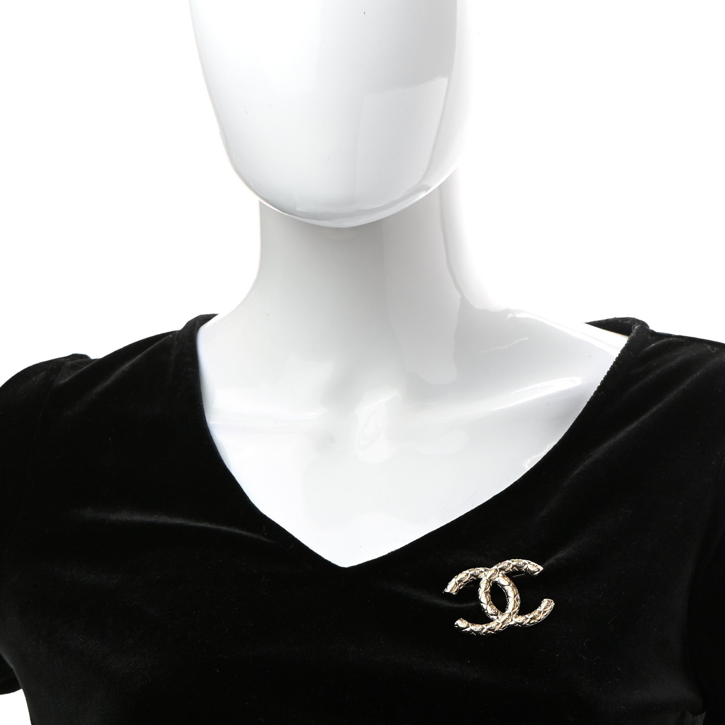 Metal CC Diamond Quilted Brooch Light Gold