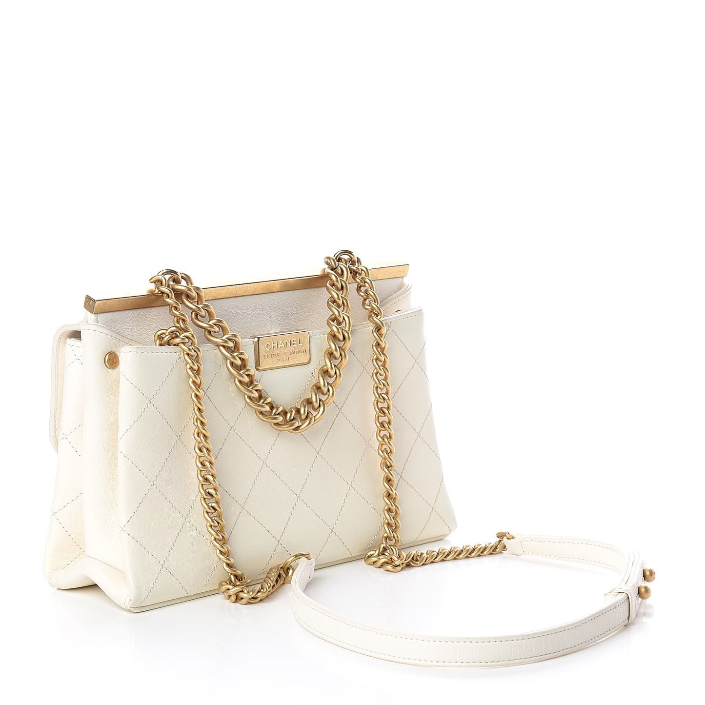 Lambskin Quilted Small Coco Lux Flap White