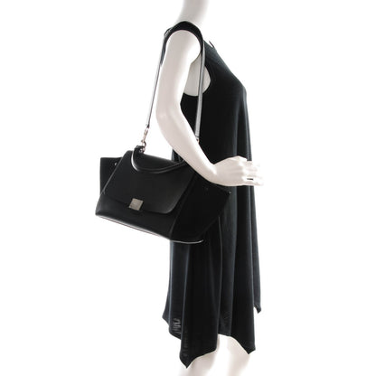 Celine Drummed Calfskin Suede Small Trapeze Black 2 of 7