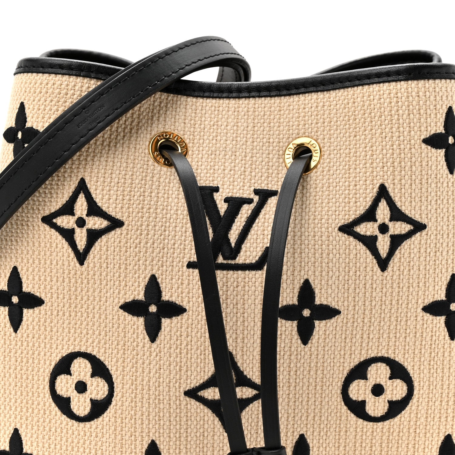 Louis Vuitton Cotton Monogram Embroidered Neonoe MM Beige Black 9 of 12