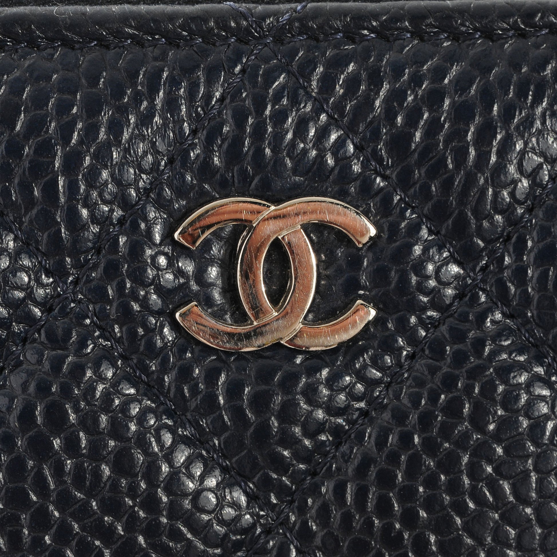 Chanel Caviar Quilted Zip Around Wallet Navy 5 of 8