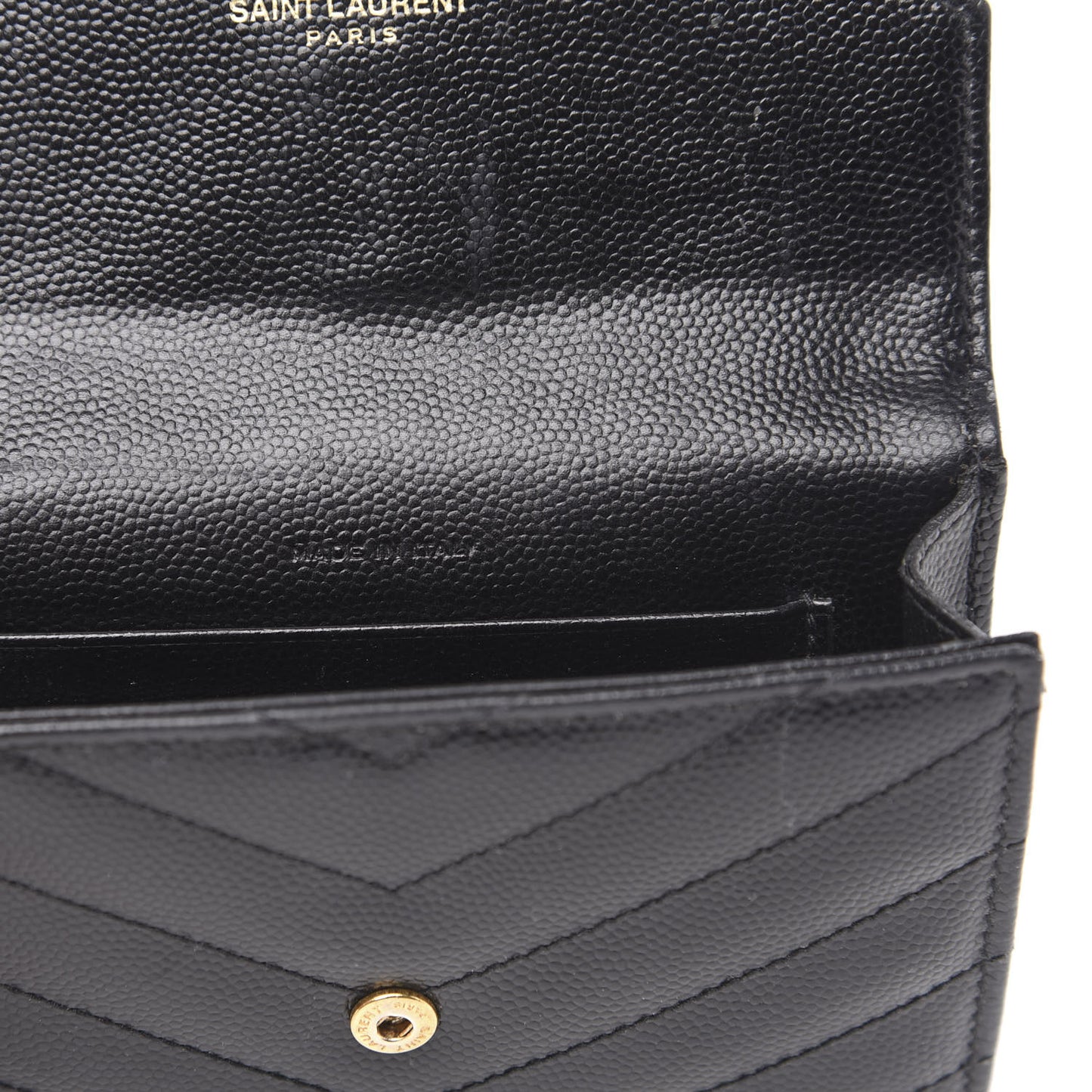 Grain De Poudre Matelasse Chevron Small Monogram Envelope Wallet Black