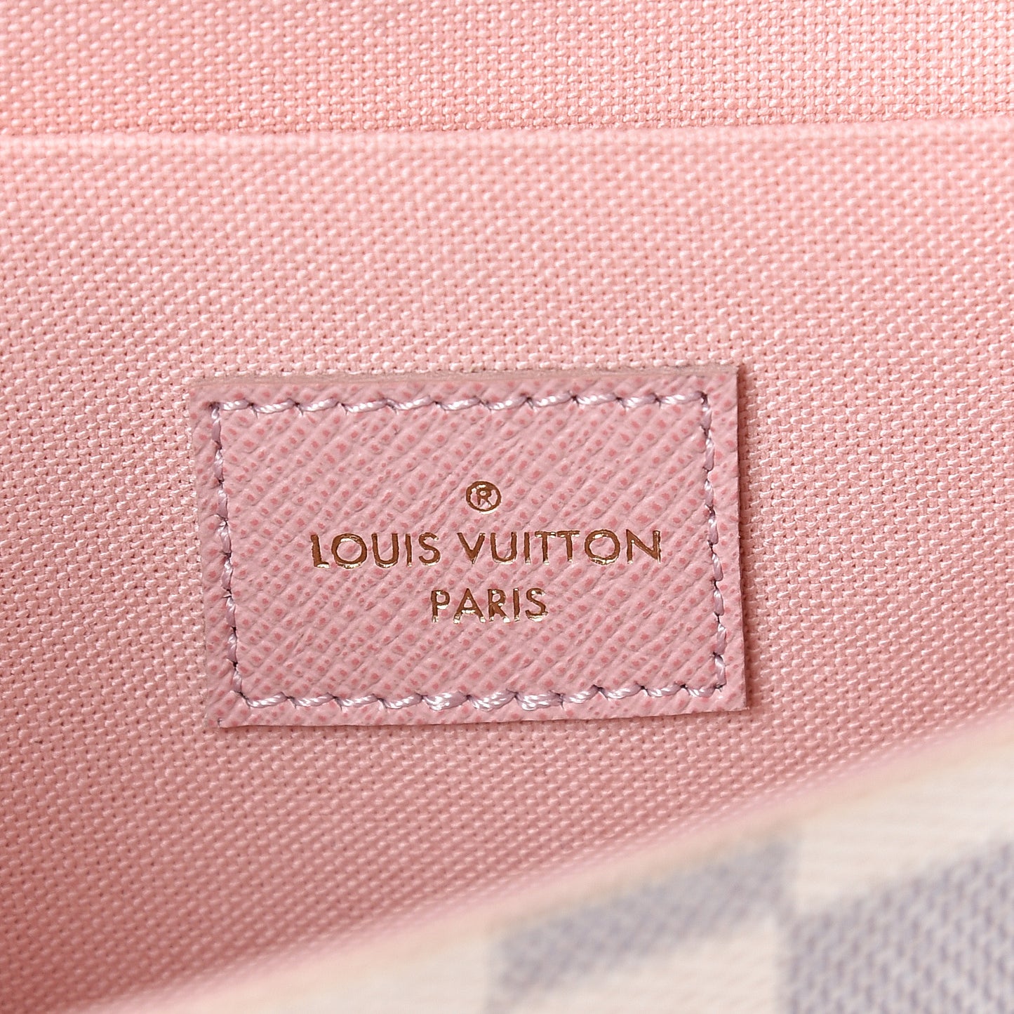 Damier Azur Pochette Felicie Chain Wallet Rose Ballerine