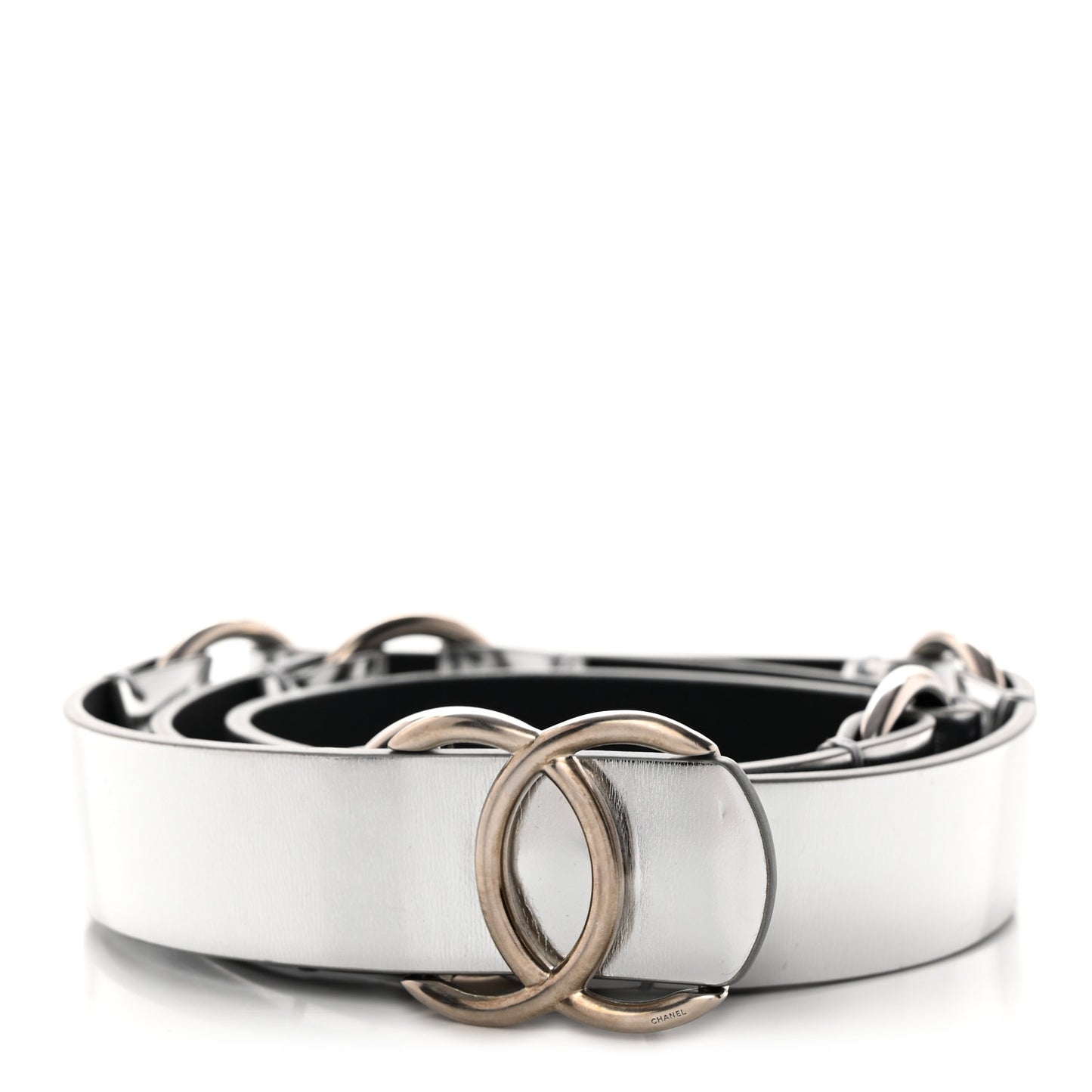 Calfskin CC Mirror Belt 75 30 Silver