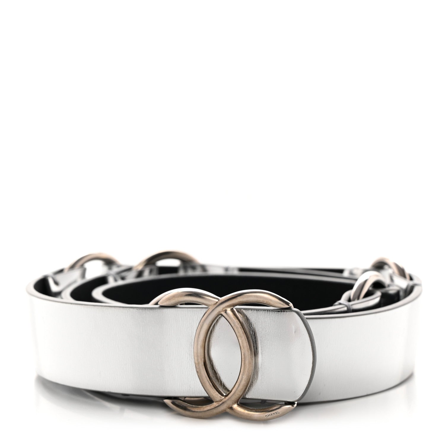 Chanel Calfskin CC Mirror Belt 75 30 Silver 1 of 7