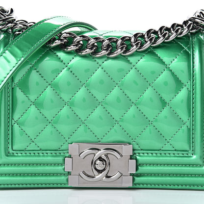 Chanel Metallic Patent Calfskin Quilted Small Boy Flap Green 8 of 13