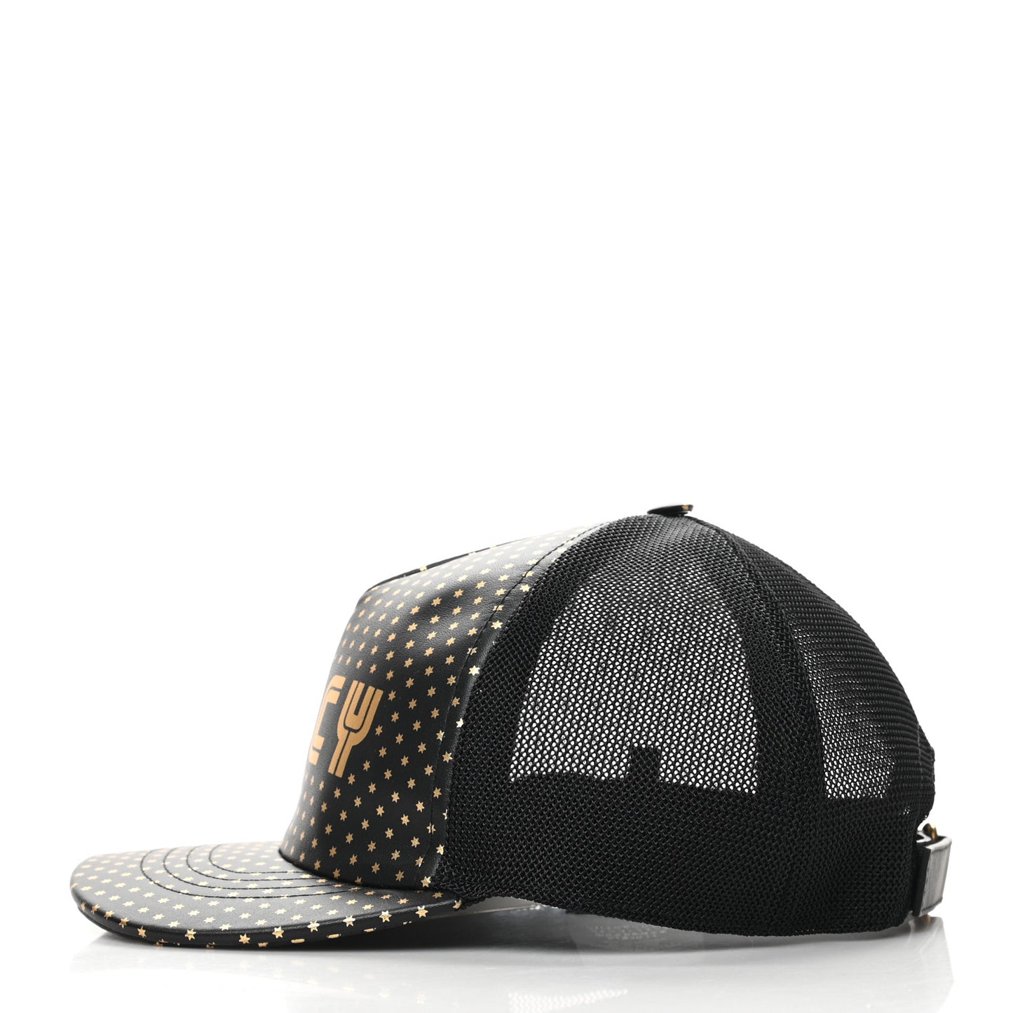 X SEGA Calfskin GUCCY Stars Baseball Hat L Black Gold
