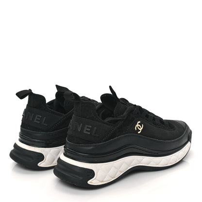 Chanel Velvet Calfskin Mixed Fibers CC Sneakers 37.5 Black 4 of 9