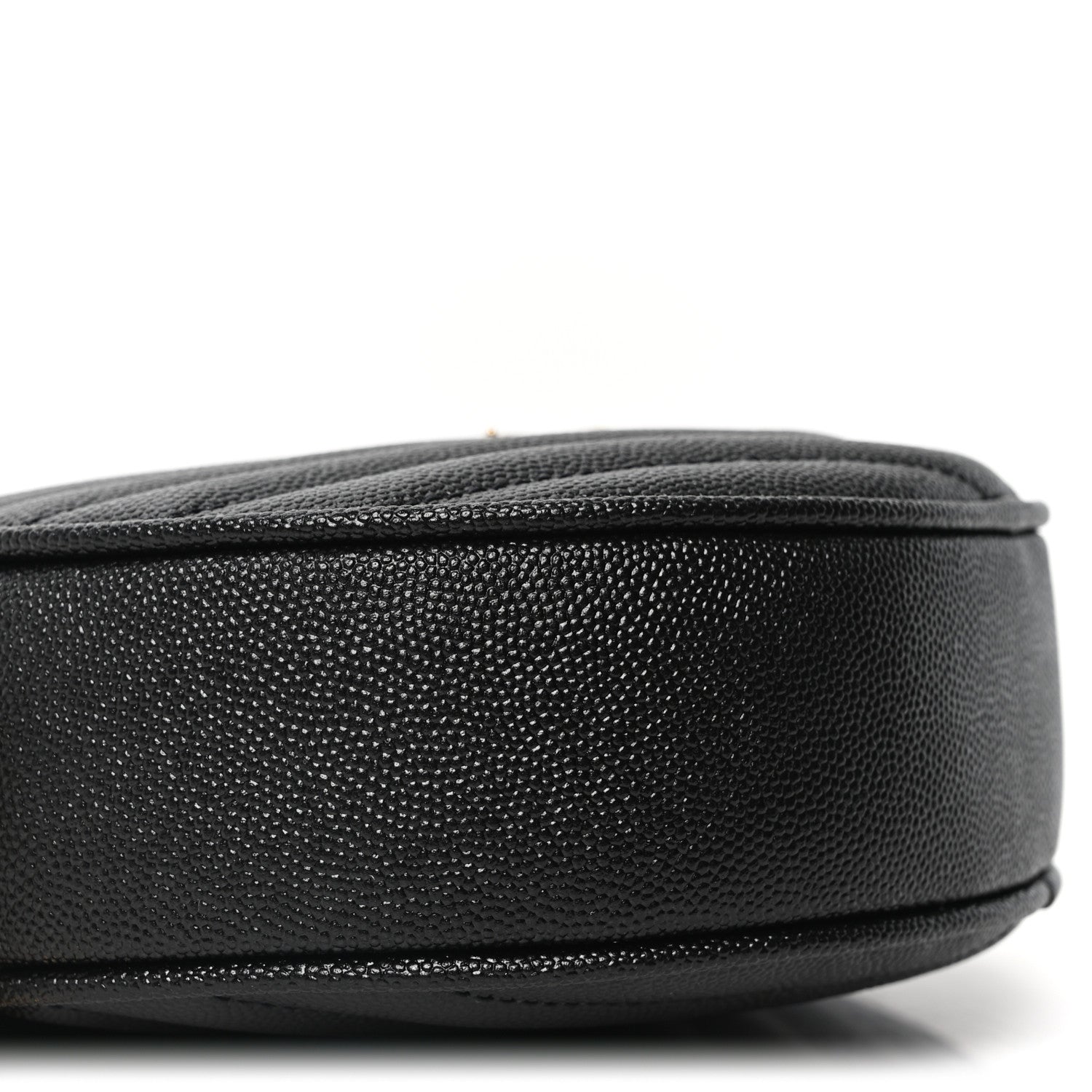 Saint Laurent Grain De Poudre Matelasse Chevron Quilted Round Vinyle Camera Bag Black 9 of 10