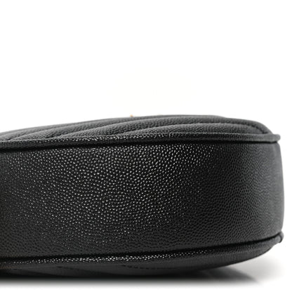 Saint Laurent Grain De Poudre Matelasse Chevron Quilted Round Vinyle Camera Bag Black 9 of 10