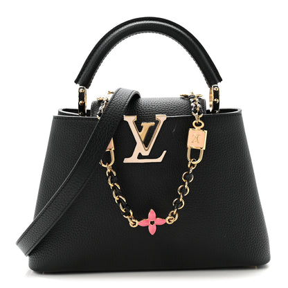 Louis Vuitton Taurillon Enamel Flower Padlock Chain Capucines BB Black 1 of 9