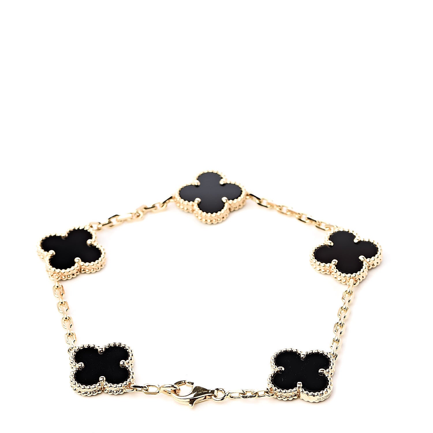 Van Cleef & Arpels 18K Yellow Gold Black Onyx 5 Motifs Vintage Alhambra Bracelet 3 of 6