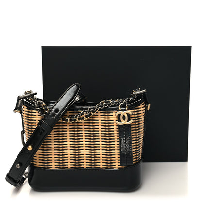 Chanel Rattan Calfskin Small Gabrielle Hobo Beige Black 3 of 11