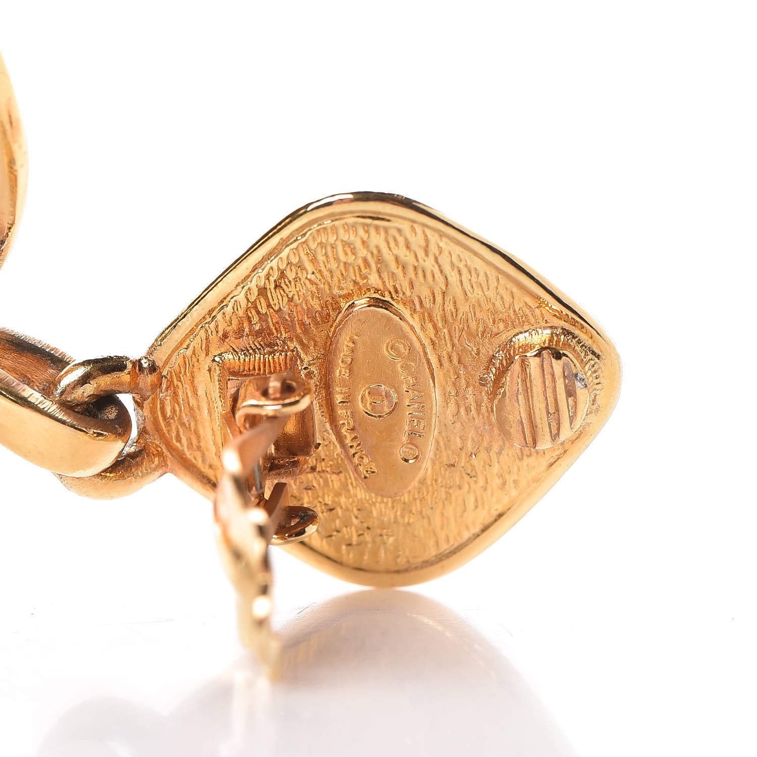 Chanel CC Large Drop Clip On Earrings Gold 4 of 4