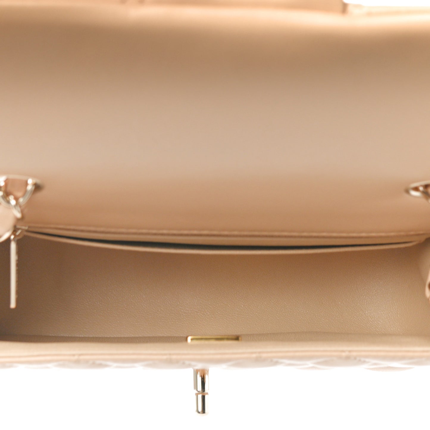 Lambskin Quilted Mini Rectangular Flap Beige