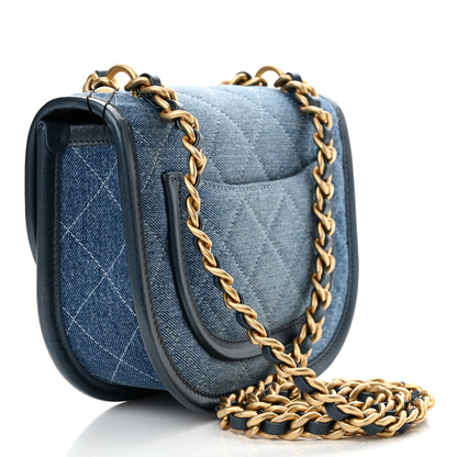 Chanel Washed Denim Quilted Small Messenger Flap Blue 3 of 11