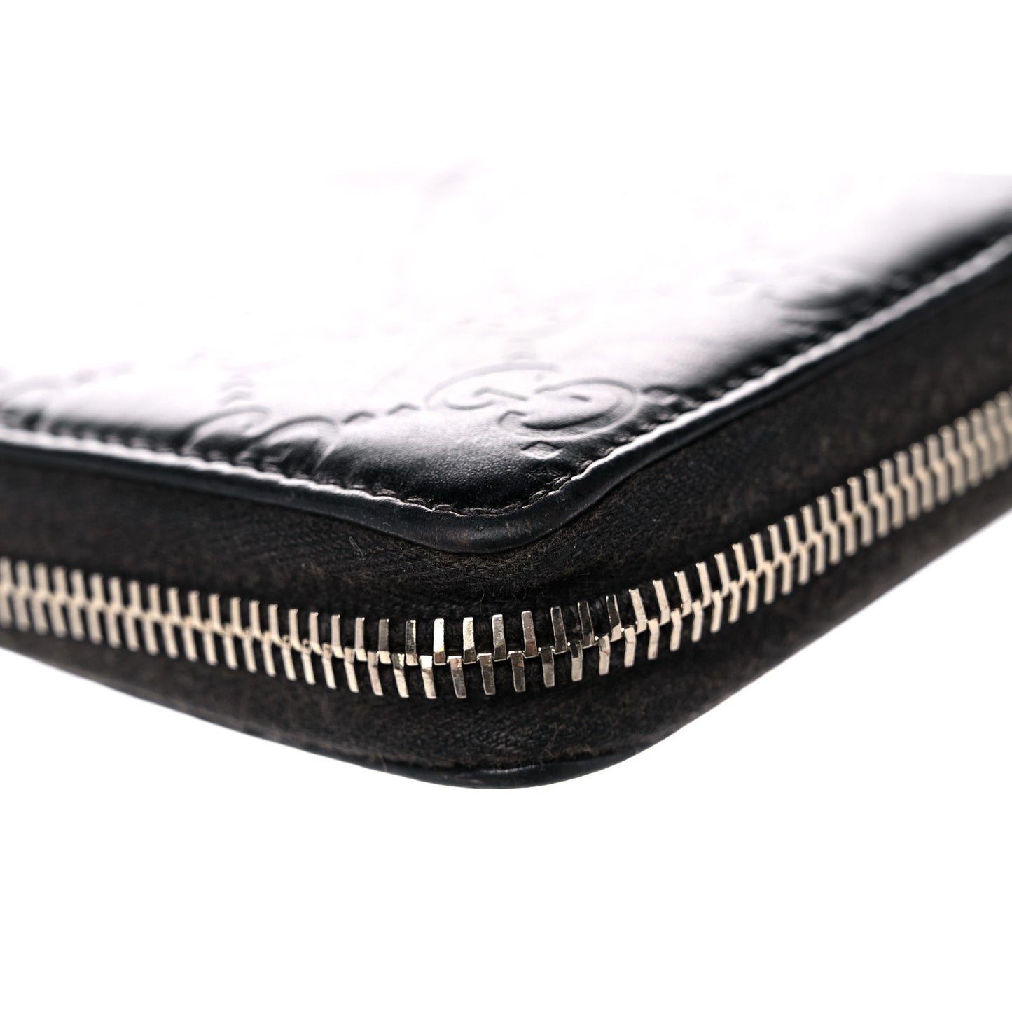 Guccissima Large Twins Zip Around Wallet Black