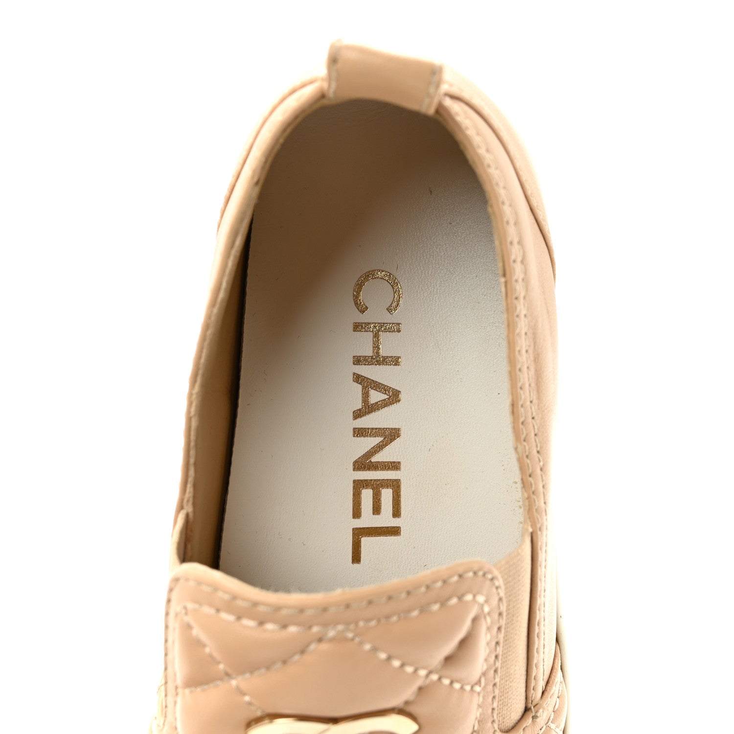 Chanel Lambskin Quilted Womens CC Stroll Sneakers 36.5 Beige 7 of 12