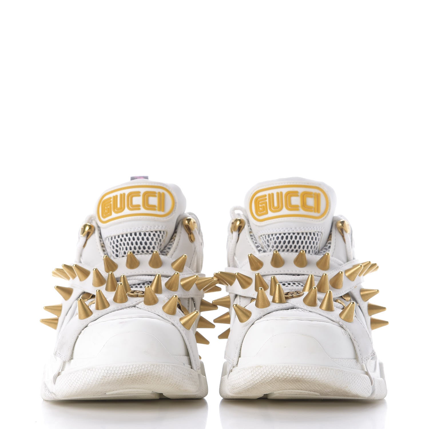 Gucci X SEGA Technical Canvas Calfskin Removable Studs Womens Flashtrek Sneakers 37 Great White 2 of 10