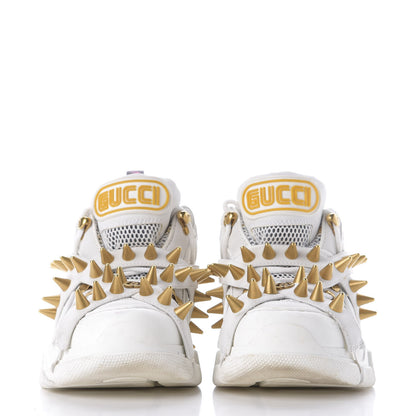 Gucci X SEGA Technical Canvas Calfskin Removable Studs Womens Flashtrek Sneakers 37 Great White 2 of 10