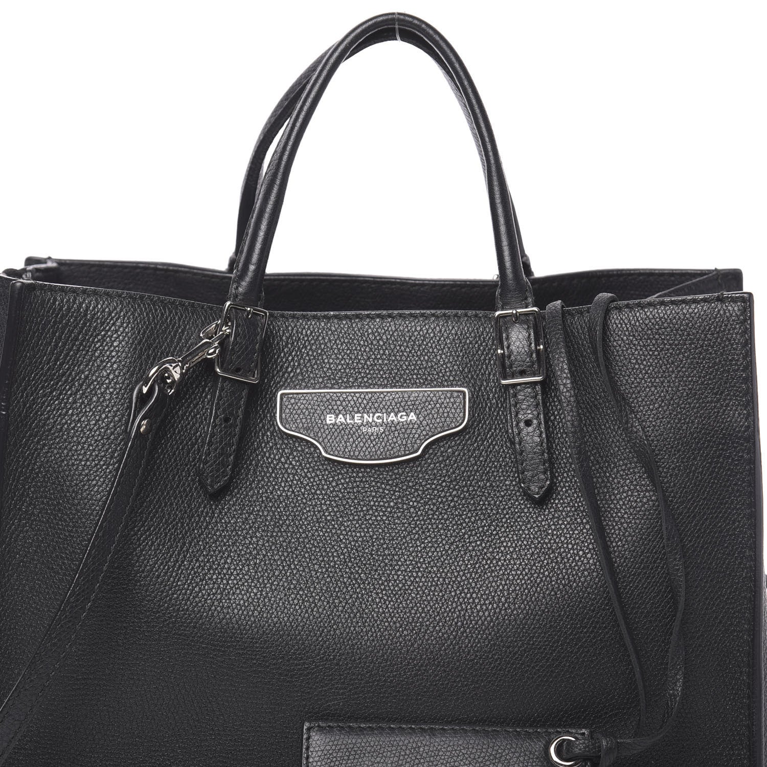Balenciaga Grained Calfskin Plate Hardware Papier A6 Zip Around Tote Black 10 of 12