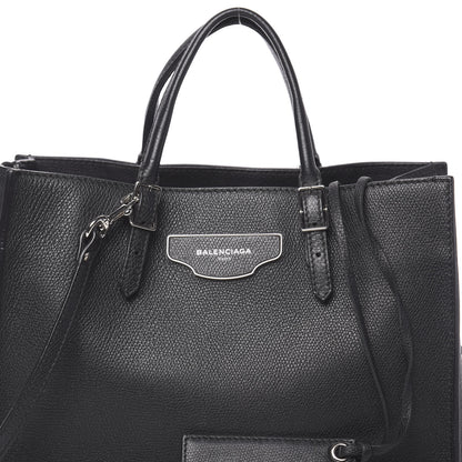 Balenciaga Grained Calfskin Plate Hardware Papier A6 Zip Around Tote Black 10 of 12