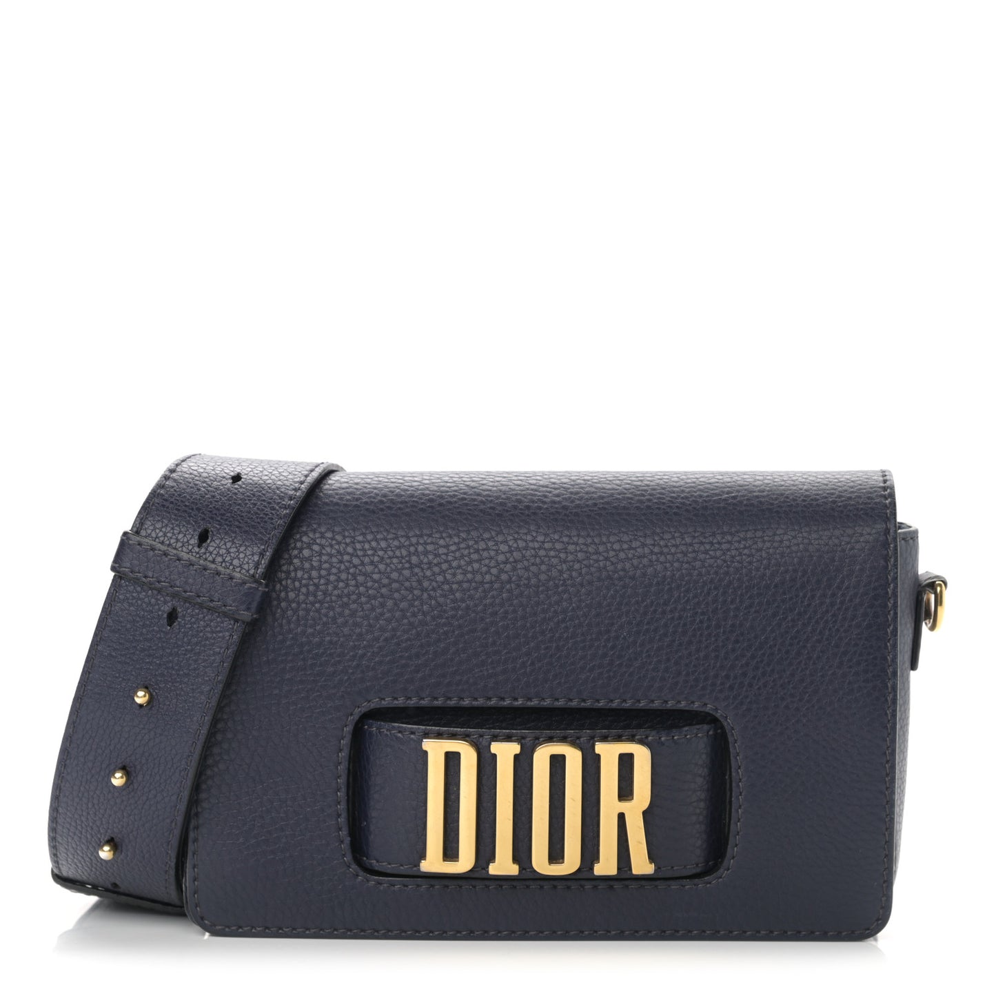 Grained Calfskin Dio(r)evolution Flap Bag Navy Blue