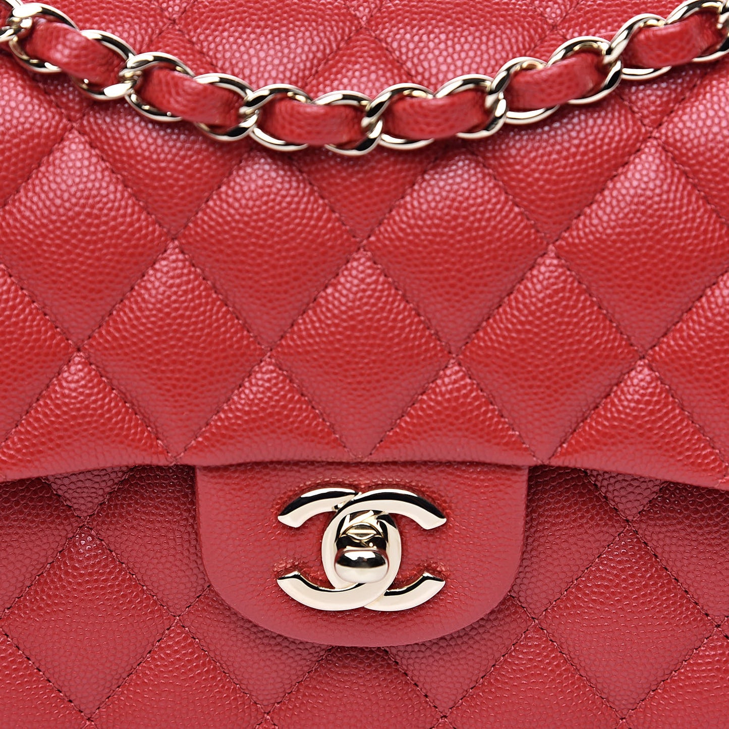 Caviar Quilted Small Double Flap Red