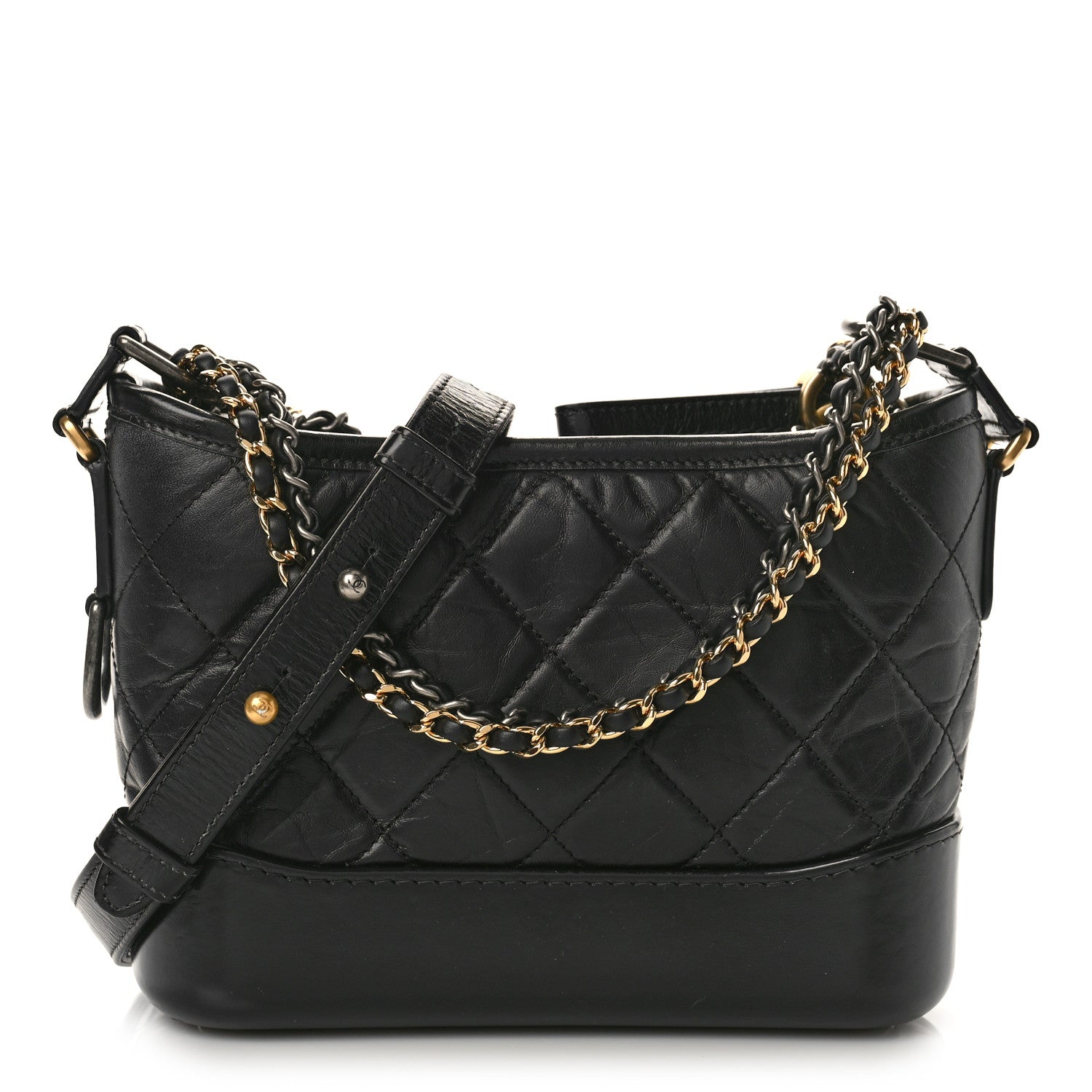 Chanel Aged Calfskin Quilted Small Gabrielle Hobo Black 1 of 9