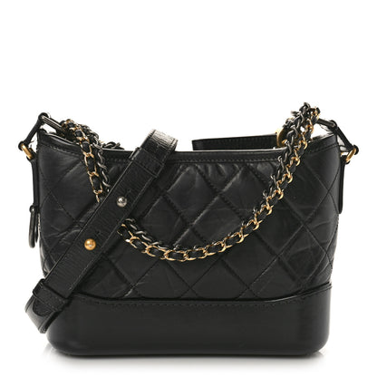 Chanel Aged Calfskin Quilted Small Gabrielle Hobo Black 1 of 9