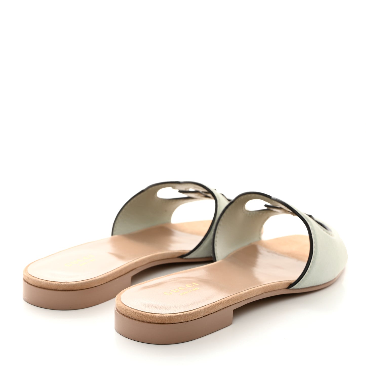 Kid Scamosciato Interlocking G Cut Out Slide Sandals 38.5 Pale Green