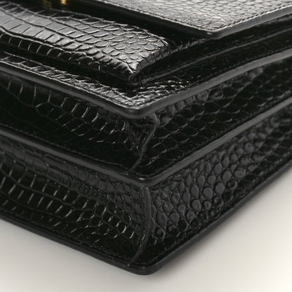 Saint Laurent Calfskin Crocodile Embossed Medium Monogram Sunset Black 8 of 8