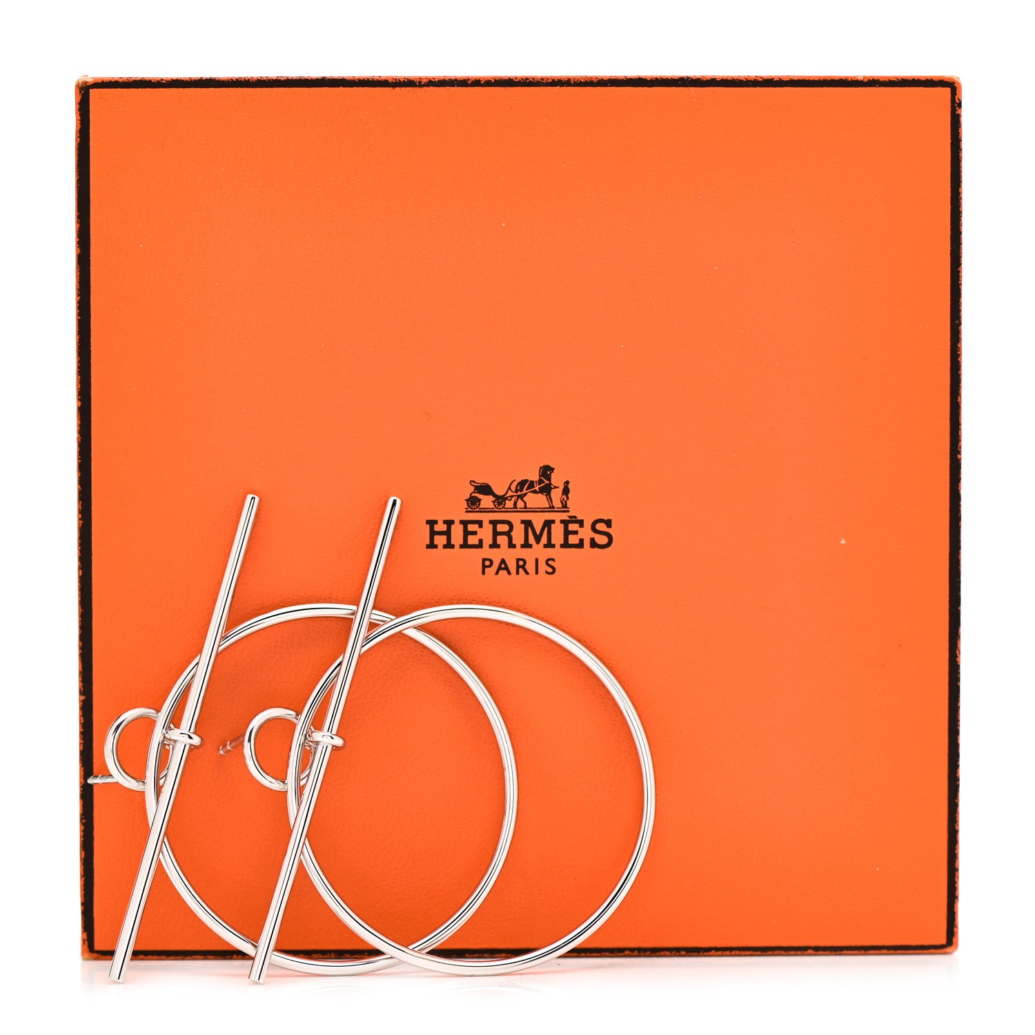 Hermes Sterling Silver MM Loop Earrings 5 of 5
