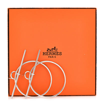Hermes Sterling Silver MM Loop Earrings 5 of 5