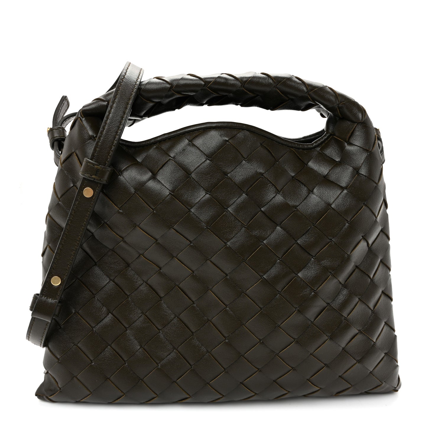 Calfskin Intrecciato Mini Hop Kaki