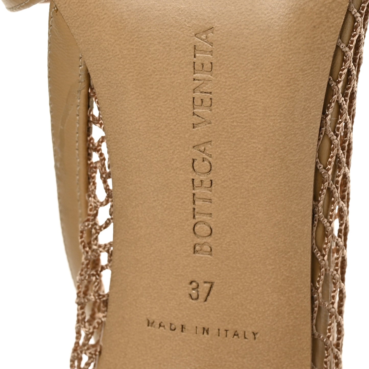 Mesh Nappa Chunky Chain Sandals 37 Beige Pony