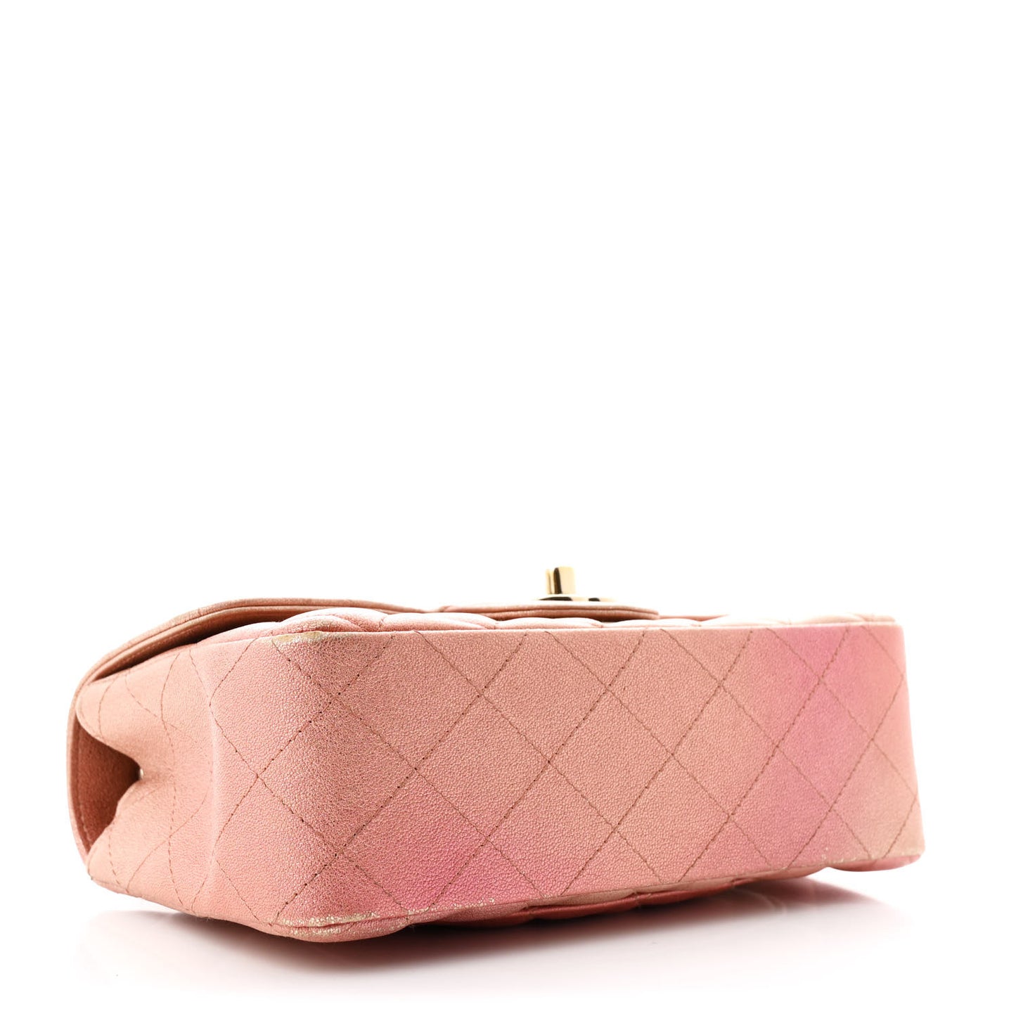 Metallic Lambskin Quilted Ombre Mini Rectangular Flap Pink