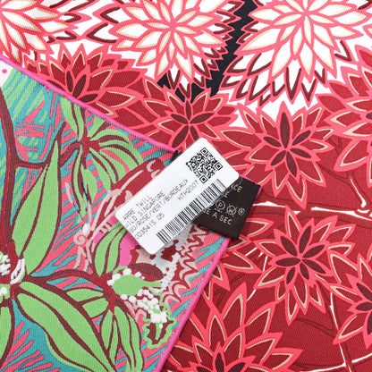 Hermes Silk Wild Singapore Scarf 90 Rose Vert Bordeaux 3 of 5