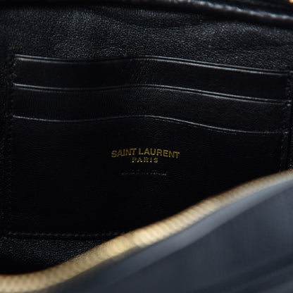 Saint Laurent Grain De Poudre Matelasse Monogram Mini Lou Camera Bag Dark Smog 8 of 10