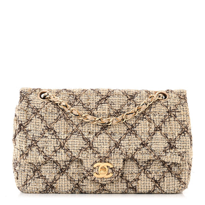Chanel Metallic Tweed Quilted Medium Single Flap Beige Multicolor 1 of 12