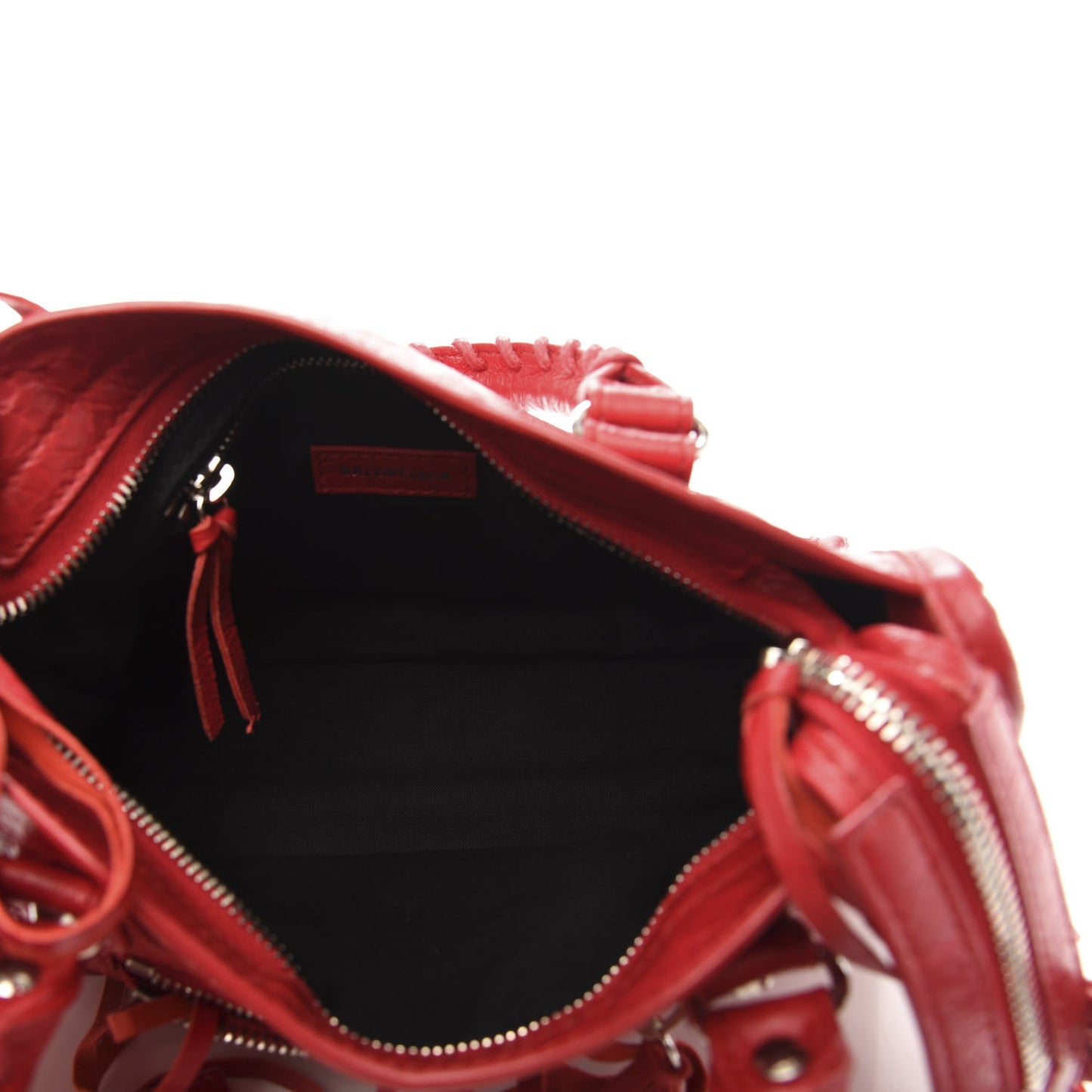 Agneau Classic Silver Hardware Mini City Logo Strap Rouge Cardinal Black