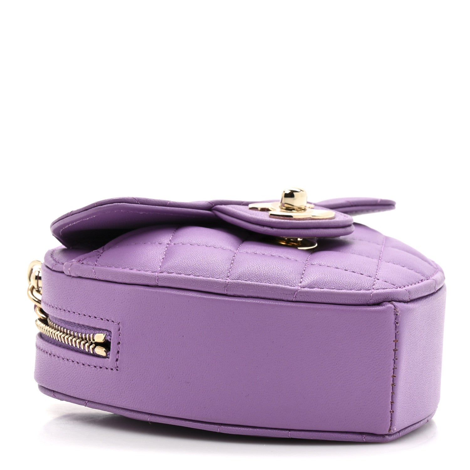 Chanel Lambskin Quilted CC In Love Heart Clutch With Chain Purple 4 of 11